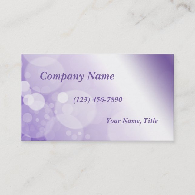 Modernes Bokeh rosa und Lila Visitenkarte (Vorderseite)
