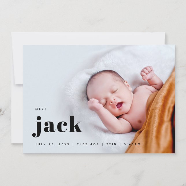 Modernes Bold Baby Birth Ankündigung (Vorderseite)