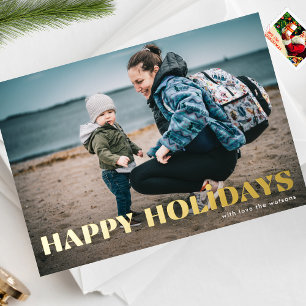 Modernes BOLD GOLD Happy Holidays Foto Folien Feiertagskarte