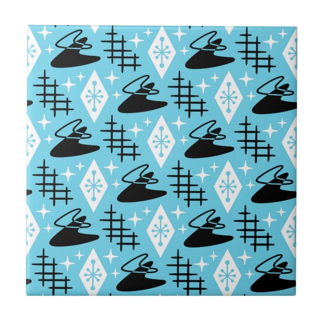 Modernes Boomerang Muster aus dem Mittelalter Fliese (Vorderseite)