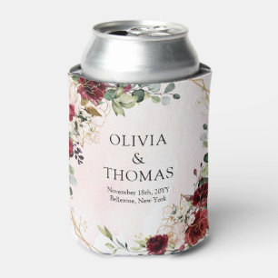 Modernes bordeauxfarbenes, goldfarbenes, geometris dosenkühler