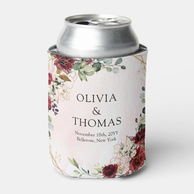 Modernes bordeauxfarbenes, goldfarbenes, geometris dosenkühler (Kanne Vorderseite)