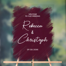 Modernes bordeauxfarbenes Hochzeitsgrün Acrylschild