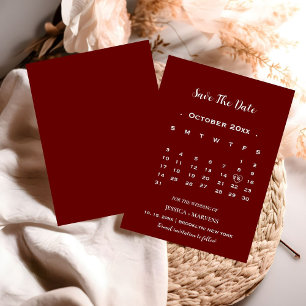 Modernes bordeauxfarbenes Kalender, nicht Foto Sav Einladung