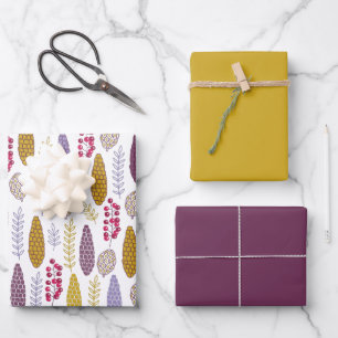 Modernes botanisches Berry-Muster Geschenkpapier Set