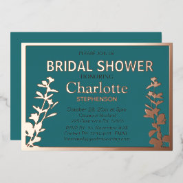 Modernes botanisches Blätter Brautparty Folieneinladung