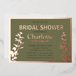 Modernes botanisches Blätter Brautparty Folieneinladung