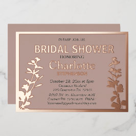 Modernes botanisches Blätter Brautparty Folieneinladung