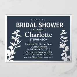 Modernes botanisches Blätter Brautparty Folieneinladung