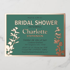Modernes botanisches Blätter Brautparty Folieneinladung