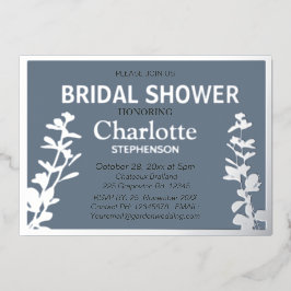 Modernes botanisches Blätter Brautparty Folieneinladung