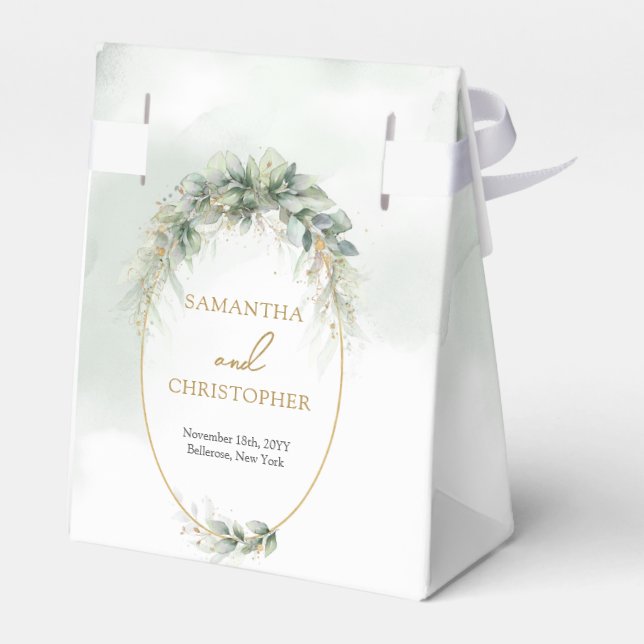 Modernes botanisches Blattgold Geschenkschachtel (Rückseite)