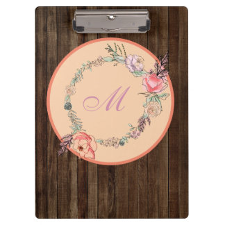 Modernes botanisches Blumenholz Klemmbrett