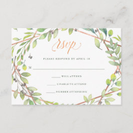 Modernes botanisches | Copper Look Wedding RSVP Karte