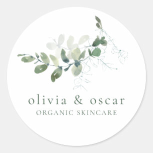 Modernes botanisches Eukalyptus-Minimalistisches G Runder Aufkleber