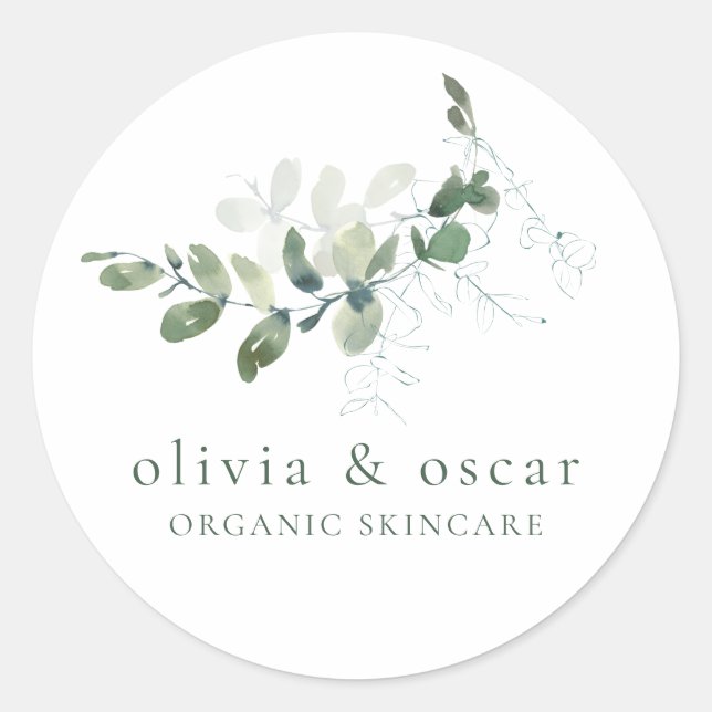 Modernes botanisches Eukalyptus-Minimalistisches G Runder Aufkleber (Vorderseite)