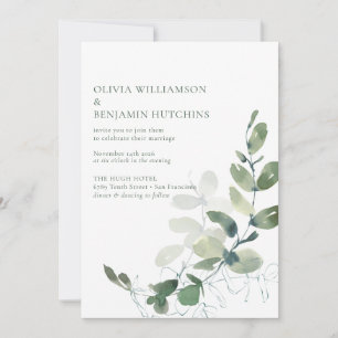Modernes botanisches Eukalyptus Wedding RSVP Onlin Einladung