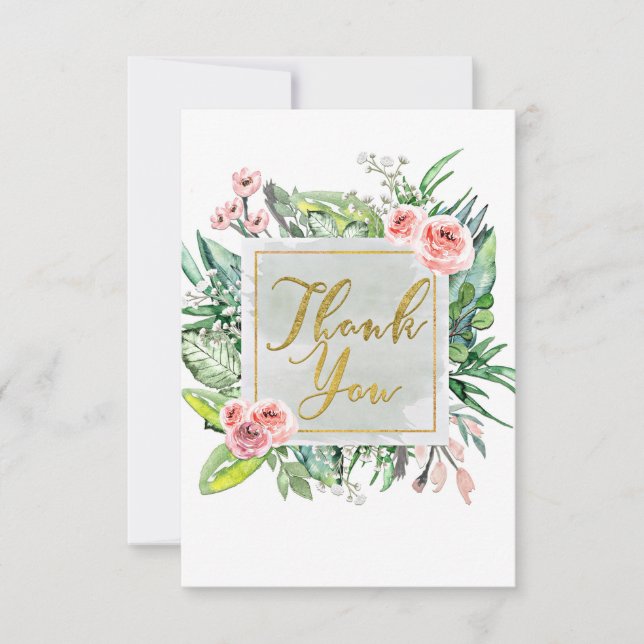 Modernes Botanisches Flora-Elegantes Chic Danke (Vorderseite)