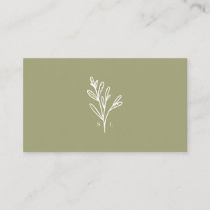 Modernes Botanisches Foliage Line Art Monogram Oli Visitenkarte