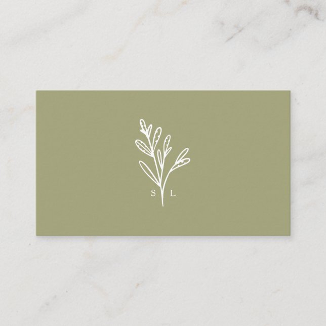 Modernes Botanisches Foliage Line Art Monogram Oli Visitenkarte (Vorderseite)