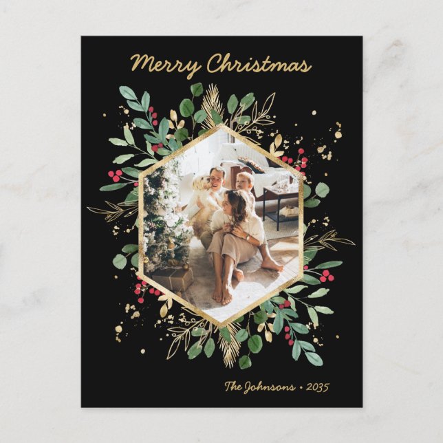 Modernes botanisches Foto Feiertagspostkarte (Vorderseite)