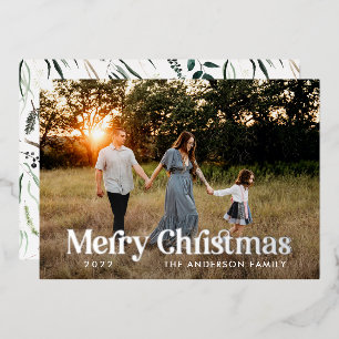 Modernes botanisches Foto Folien Feiertagskarte