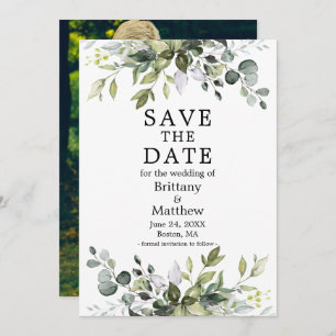 Modernes Botanisches Foto Wasserfarbe Save The Date