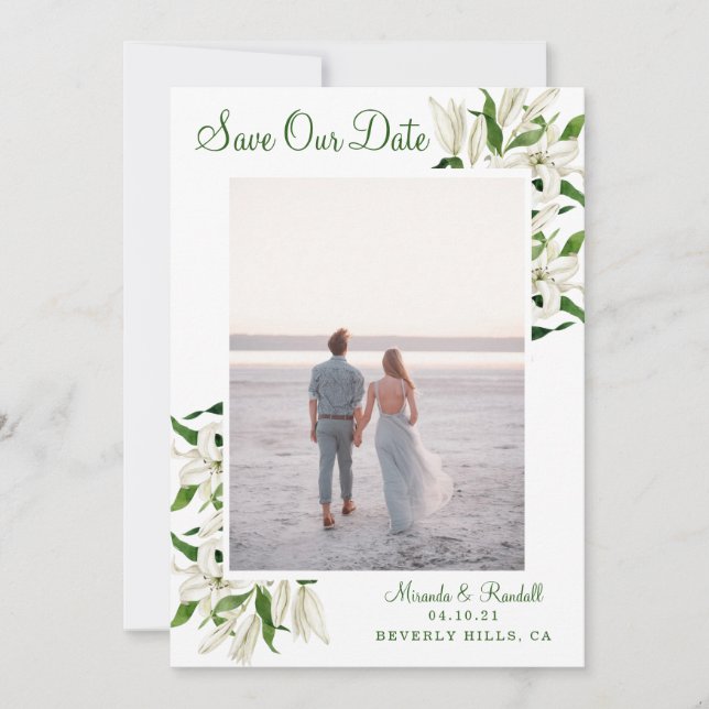 Modernes botanisches | Gerahmtes Foto Save The Date (Vorderseite)