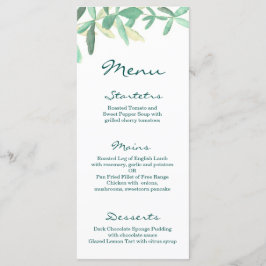 Modernes Botanisches Hochzeitsmenü Menükarte