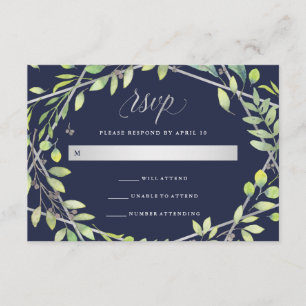 Modernes botanisches   Silver Look Wedding RSVP