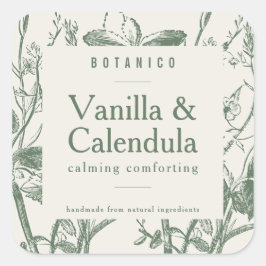 Modernes botanisches Stück Creme Floral Einfaches  Quadratischer Aufkleber