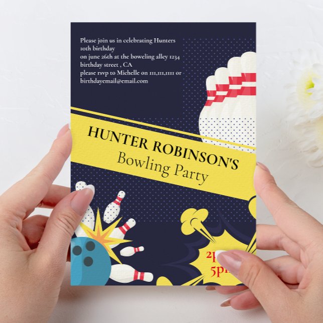 Modernes Bowling-Party Einladung (Von Creator hochgeladen)