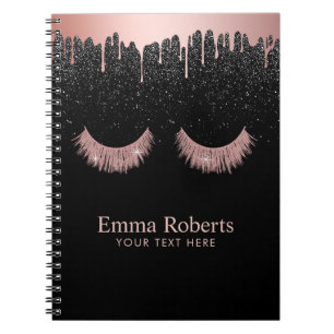 Modernes Bratenfett-Rosen-Gold peitscht schwarzen Notizblock