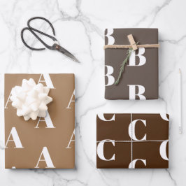 Modernes, braun-braunes, individuelles Anfangsmust Geschenkpapier Set