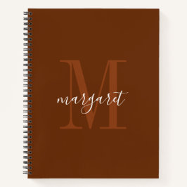 Modernes braun-weißes Monogramm-Name Spiralblock Notizbuch