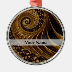 Modernes braunes Fraktal Silbernes Ornament