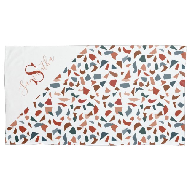 Modernes braunes Muster-Monogramm Kissenbezug (Vorderseite)