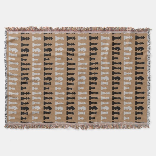 Modernes braunes Schachspiel-Muster Decke (Vorderseite)