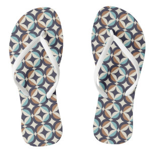 Modernes braunes und Aquamarines Muster des Mittel Flip Flops