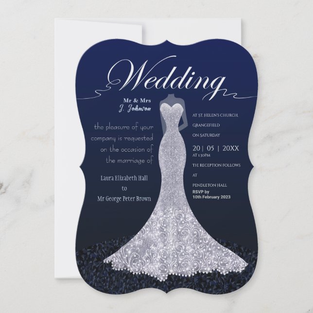 Modernes Brautkleid Hochzeit Einladung Postkarte (Vorderseite)
