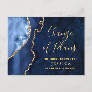 Modernes Brautparty aus Blauem Marmor verschoben Postkarte