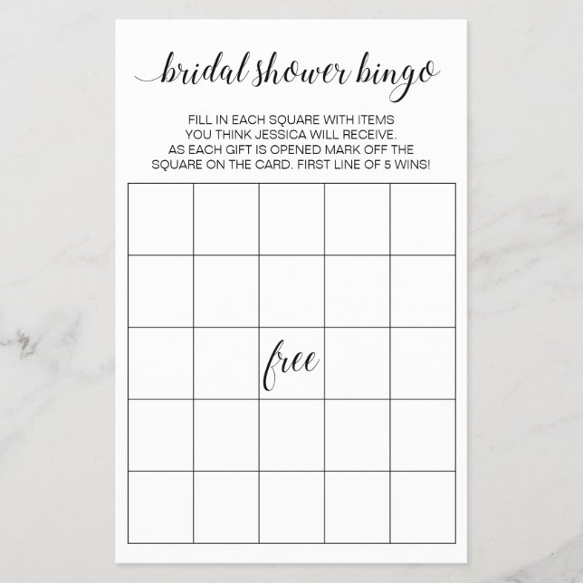 Modernes Brautparty Bingo Game Flyer (Vorne)