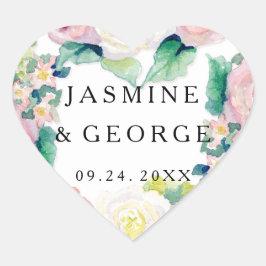 MODERNES Brautparty Chic Wide Stripes w Rose Herz-Aufkleber