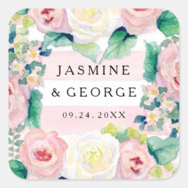 MODERNES Brautparty Chic Wide Stripes w Rose Quadratischer Aufkleber