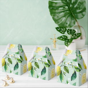 Modernes Brautparty der gelben Zitronenblumenschri Geschenkschachtel