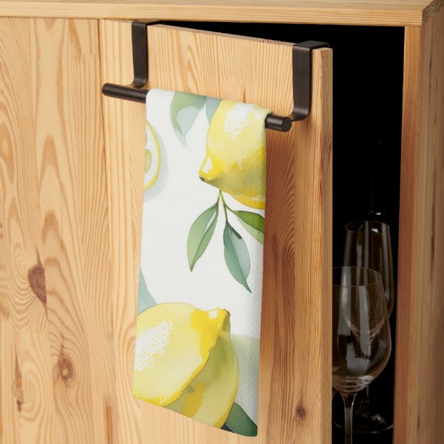 Modernes Brautparty der gelben Zitronenblumenschri Geschirrtuch (Drittel gefaltet)