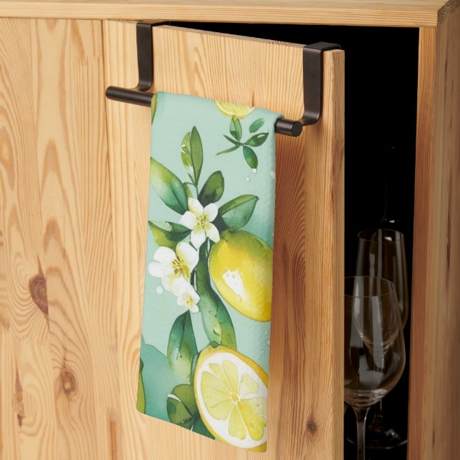 Modernes Brautparty der gelben Zitronenblumenschri Geschirrtuch (Drittel gefaltet)