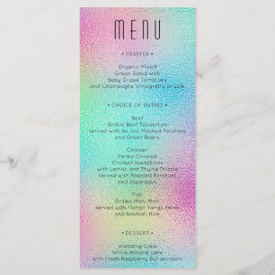 Modernes Brautparty für Metallic Foil Wedding Menükarte