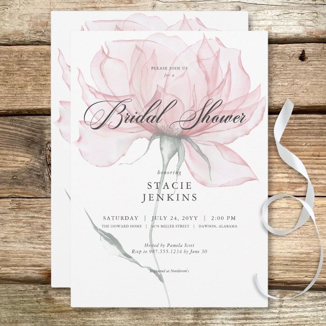 Modernes Brautparty in Aquarellfarbe Rosa Einladung (Modern Watercolor Pink Floral Bridal Shower Invitation)