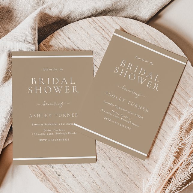 Modernes Brautparty mit blass Taupe Einladung (Von Creator hochgeladen)